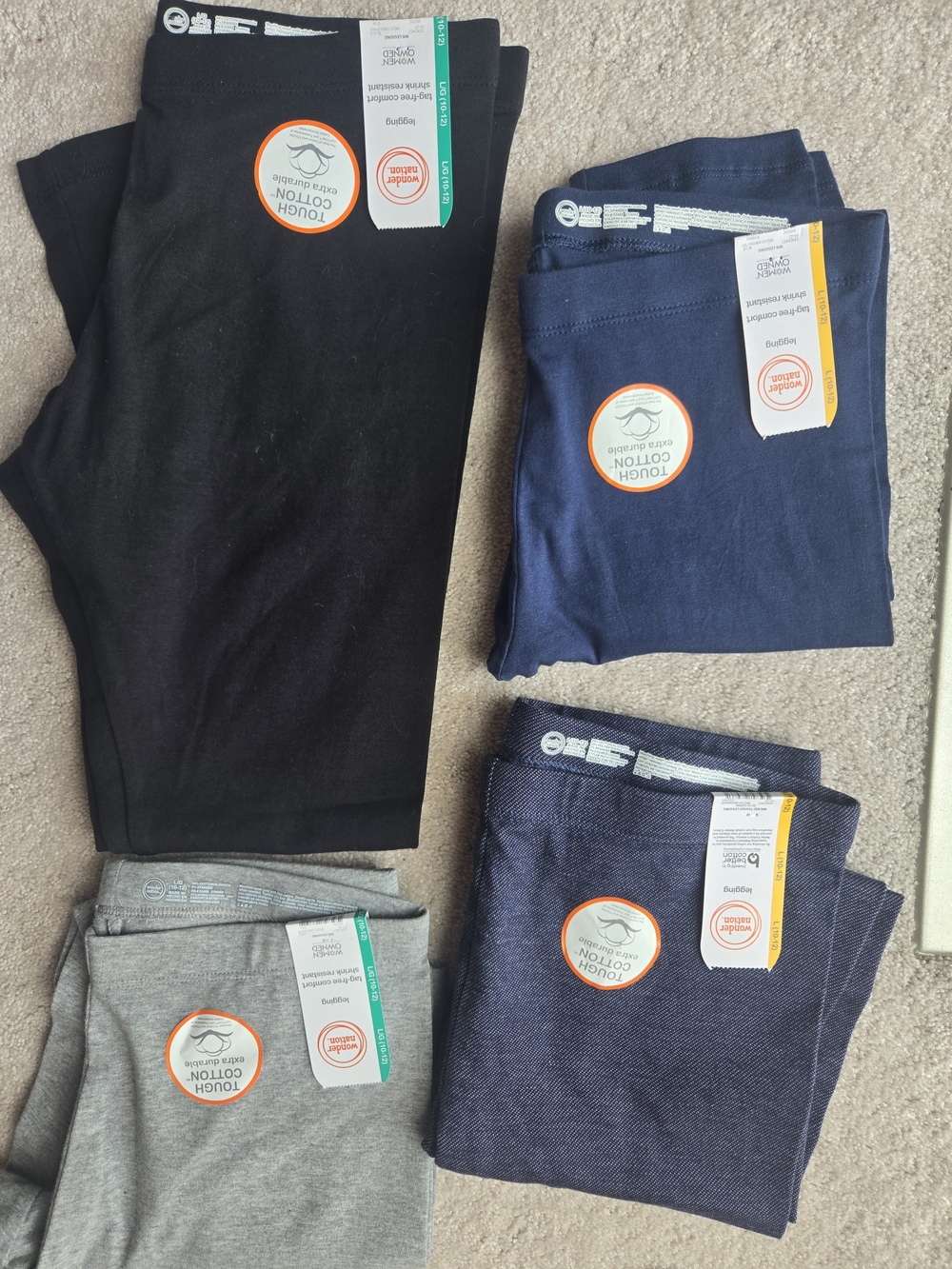 wonder nation Kids Cotton Stretch Leggings - Black, Navy, Gray